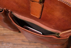 Cool Brown Coffee Leather Mens Briefcase 14inch Laptop Bag Work Handbag Business Bag for Men - imessengerbags