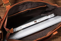 Cool Brown Coffee Leather Mens Briefcase 14inch Laptop Bag Work Handbag Business Bag for Men - imessengerbags