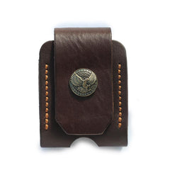 Cool Coffee Handmade Leather Mens Zippo Lighter Case Zippo Belt Loop Lighter Holders For Men