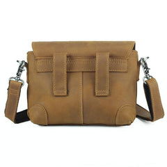 Cool Brown Leather Men's 8 inches Postman Bag Camel Belt Bag Courier Messenger Bag For Men - imessengerbags
