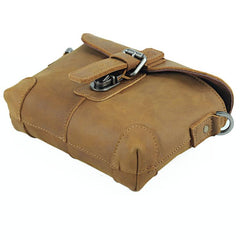 Cool Brown Leather Men's 8 inches Postman Bag Camel Belt Bag Courier Messenger Bag For Men - imessengerbags