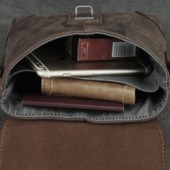 Cool Brown Leather Men's 8 inches Postman Bag Camel Belt Bag Courier Messenger Bag For Men - imessengerbags