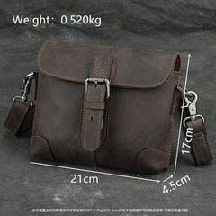 Cool Brown Leather Men's 8 inches Postman Bag Camel Belt Bag Courier Messenger Bag For Men - imessengerbags