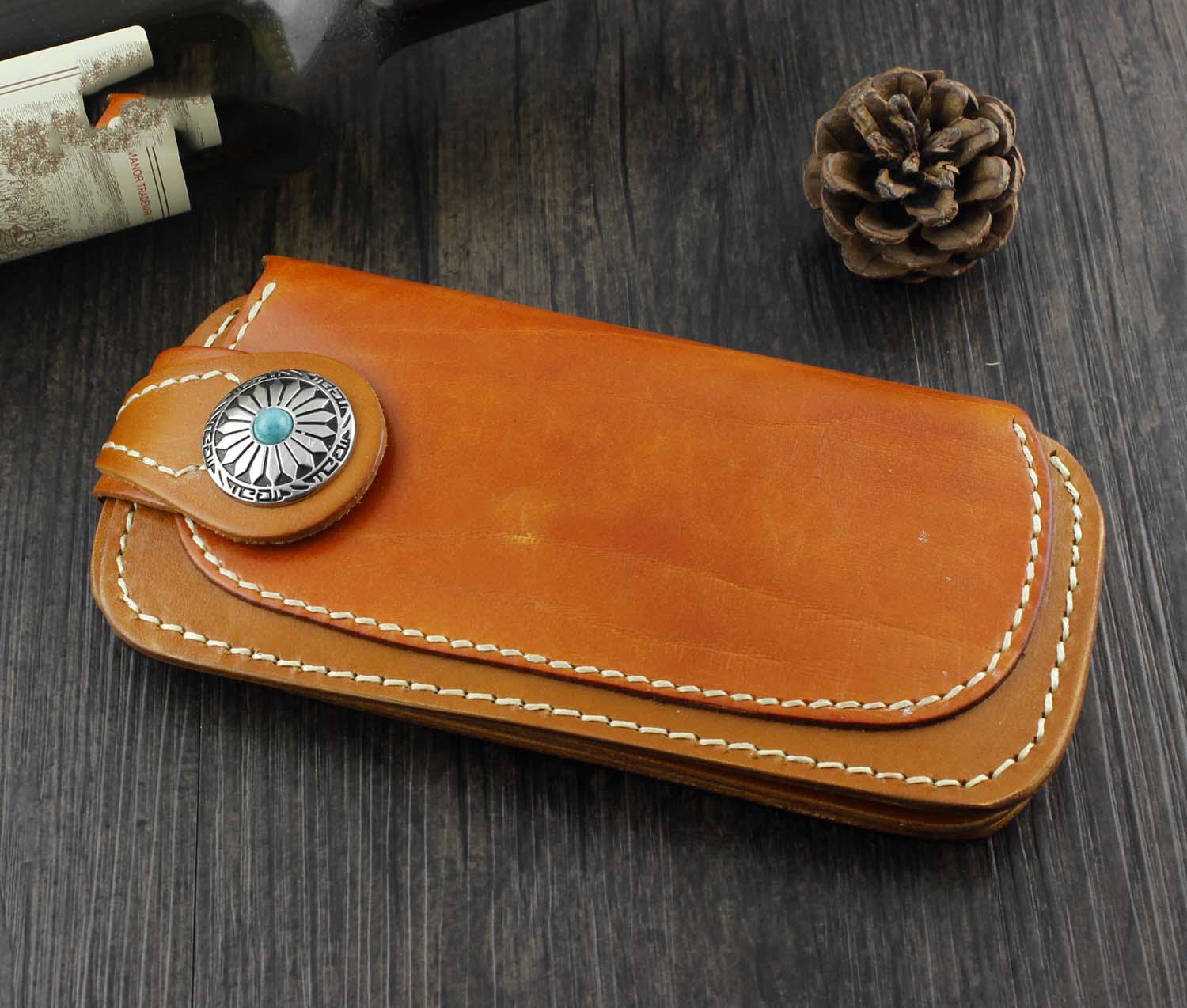 Cool Brown Leather Men's Long Biker Wallet Leather Long Wallet For Men - imessengerbags