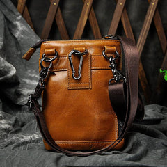 Cool Brown Leather Men's Belt Pouch Cell Phone Holster Small Belt Bag Mini Messenger Bag Side Bag For Men - imessengerbags