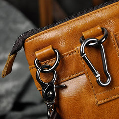 Cool Brown Leather Men's Belt Pouch Cell Phone Holster Small Belt Bag Mini Messenger Bag Side Bag For Men - imessengerbags