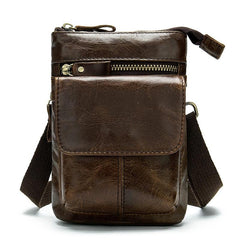 Cool Brown Leather Men's Belt Pouch Cell Phone Holster Small Belt Bag Mini Messenger Bag Side Bag For Men - imessengerbags