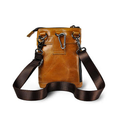 Cool Brown Leather Men's Belt Pouch Cell Phone Holster Small Belt Bag Mini Messenger Bag Side Bag For Men - imessengerbags