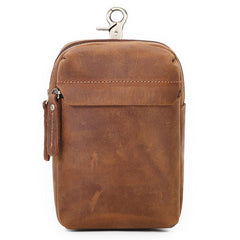Cool Brown Leather Men's Cell Phone Holster Brown Belt Bag Belt Pouch For Men - imessengerbags