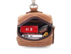 Cool Brown Leather Men's Cell Phone Holster Brown Belt Bag Belt Pouch For Men - imessengerbags