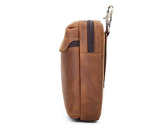 Cool Brown Leather Men's Cell Phone Holster Brown Belt Bag Belt Pouch For Men - imessengerbags
