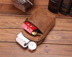 Cool Brown Leather Men's Cell Phone Holster Brown Belt Bag Belt Pouch For Men - imessengerbags