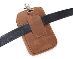 Cool Brown Leather Men's Cell Phone Holster Brown Belt Bag Belt Pouch For Men - imessengerbags