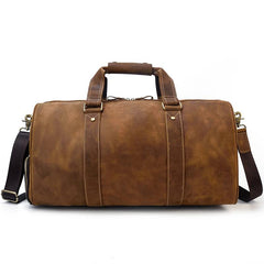 Cool Brown Leather Men's Overnight Bag Large Travel Bag Duffel Bag Weekender Bag For Men - imessengerbags