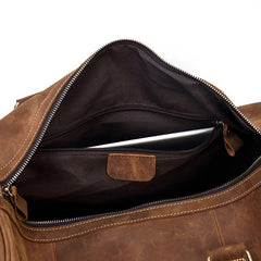 Cool Brown Leather Men's Overnight Bag Large Travel Bag Duffel Bag Weekender Bag For Men - imessengerbags