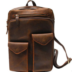 Cool Brown Leather Mens Backpack Travel Backpacks Laptop Backpack for men - imessengerbags