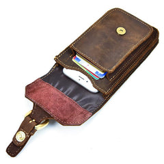 Cool Brown Leather Mens Belt Case Belt Pouch Mini Waist Pouch Belt Bags Phone Bag For Men - imessengerbags