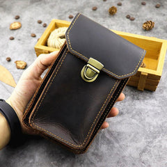 Cool Brown Leather Mens Belt Case Belt Pouch Mini Waist Pouch Belt Bags Phone Bag For Men - imessengerbags