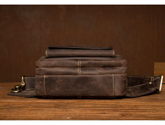 Cool Brown Leather Mens Bumbag Fanny Pack Brown Waist Bag Brown Hip Pack Belt Bag for Men - imessengerbags
