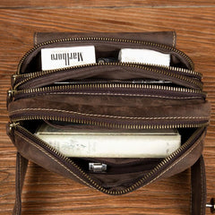 Cool Brown Leather Mens Bumbag Fanny Pack Brown Waist Bag Brown Hip Pack Belt Bag for Men - imessengerbags