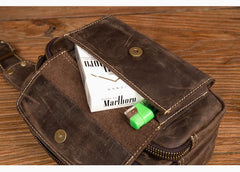 Cool Brown Leather Mens Bumbag Fanny Pack Brown Waist Bag Brown Hip Pack Belt Bag for Men - imessengerbags