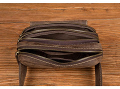 Cool Brown Leather Mens Bumbag Fanny Pack Brown Waist Bag Brown Hip Pack Belt Bag for Men