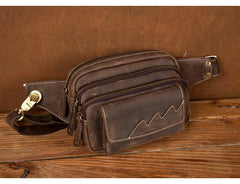 Cool Brown Leather Mens Bumbag Fanny Pack Brown Waist Bag Brown Hip Pack Belt Bag for Men