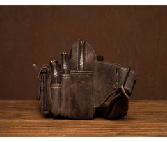 Cool Brown Leather Mens Bumbag Fanny Pack Brown Waist Bag Brown Hip Pack Belt Bag for Men - imessengerbags