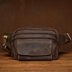 Cool Brown Leather Mens Bumbag Fanny Pack Brown Waist Bag Brown Hip Pack Belt Bag for Men - imessengerbags