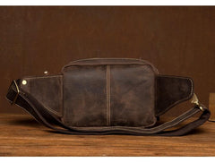 Cool Brown Leather Mens Bumbag Fanny Pack Brown Waist Bag Brown Hip Pack Belt Bag for Men