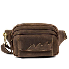 Cool Brown Leather Mens Bumbag Fanny Pack Brown Waist Bag Brown Hip Pack Belt Bag for Men - imessengerbags