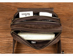 Cool Brown Leather Mens Bumbag Fanny Pack Brown Waist Bag Brown Hip Pack Belt Bag for Men - imessengerbags
