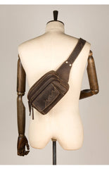 Cool Brown Leather Mens Bumbag Fanny Pack Brown Waist Bag Brown Hip Pack Belt Bag for Men - imessengerbags