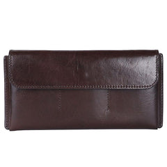 Cool Brown Leather Mens Long Wallet Clutch Wallet Retro Coffee  Clutch Wallet for Men - imessengerbags