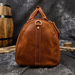 Cool Brown Leather Mens 19'' Overnight Bag Duffle Bag Travel Bag Large Weekender Bag for Men - imessengerbags