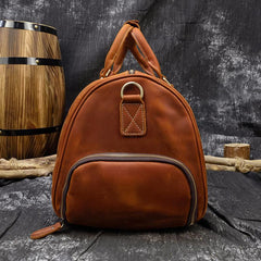 Cool Brown Leather Mens 19'' Overnight Bag Duffle Bag Travel Bag Large Weekender Bag for Men - imessengerbags
