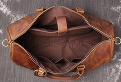 Cool Brown Leather Mens Overnight Bag Duffle Bag Travel Bag Weekender Bag for Men