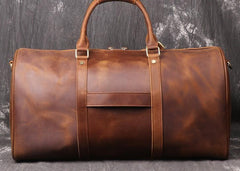 Cool Brown Leather Mens Overnight Bag Duffle Bag Travel Bag Weekender Bag for Men