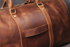 Cool Brown Leather Mens Overnight Bag Duffle Bag Travel Bag Weekender Bag for Men