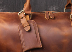 Cool Brown Leather Mens Overnight Bag Duffle Bag Travel Bag Weekender Bag for Men