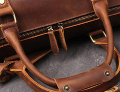 Cool Brown Leather Mens Overnight Bag Duffle Bag Travel Bag Weekender Bag for Men