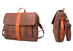 Cool Brown Leather Messenger Bag Handbag Shoulder Bag Backpack For Men