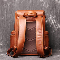 Cool Brown Mens Leather 15.6 inches Large School Backpack Travel Backpack for Men - imessengerbags