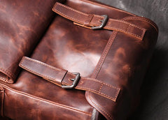 Cool Brown Mens Leather 15.6 inches Large School Backpack Travel Backpack for Men - imessengerbags