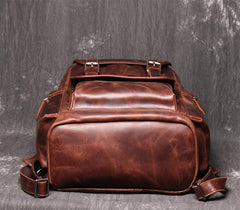 Cool Brown Mens Leather 15.6 inches Large School Backpack Travel Backpack for Men - imessengerbags
