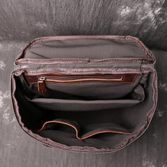 Cool Brown Mens Leather 15.6 inches Large School Backpack Travel Backpack for Men - imessengerbags
