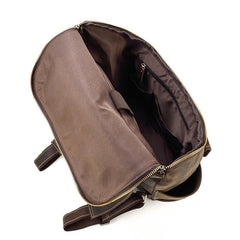 Cool Brown Mens Leather 15 inches Large School Computer Backpack Dark Brown Laptop Travel Backpack for Men - imessengerbags
