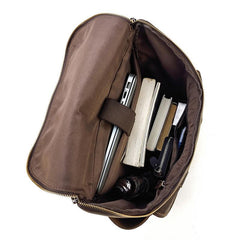 Cool Brown Mens Leather 15 inches Large School Computer Backpack Dark Brown Laptop Travel Backpack for Men - imessengerbags