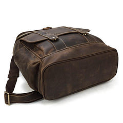 Cool Brown Mens Leather 15 inches Large School Computer Backpack Dark Brown Laptop Travel Backpack for Men - imessengerbags