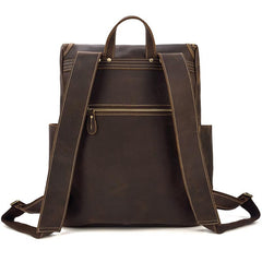 Cool Brown Mens Leather 15 inches Large School Computer Backpack Dark Brown Laptop Travel Backpack for Men - imessengerbags